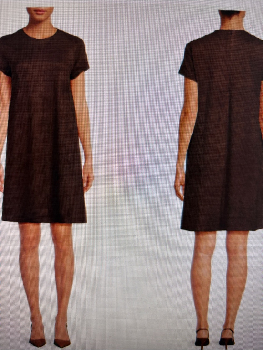 J. McLaughlin Short Sleeve Faux Suede Swing Dress in Chocolate Brown, small